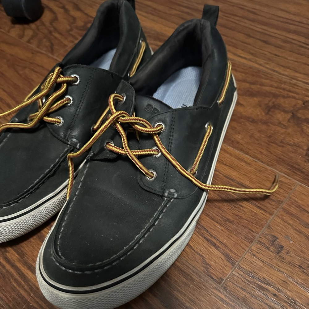 Men's Black and White Sperry's